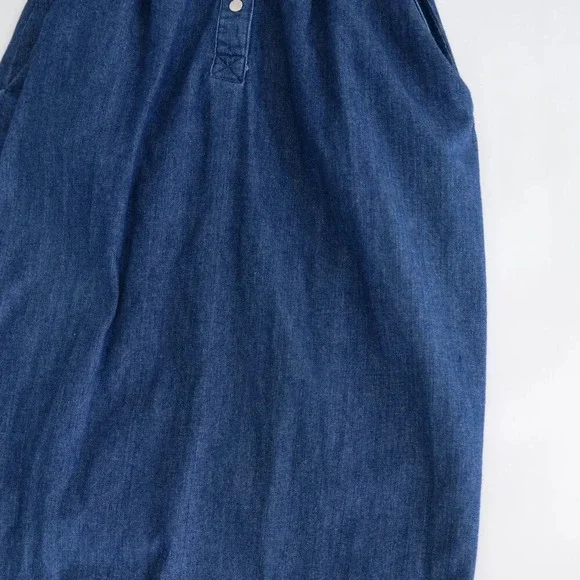 Vintage Tobi Dark Wash Button Up Western Cowgirl Denim Stud Midi Dress M - Picture 6 of 12